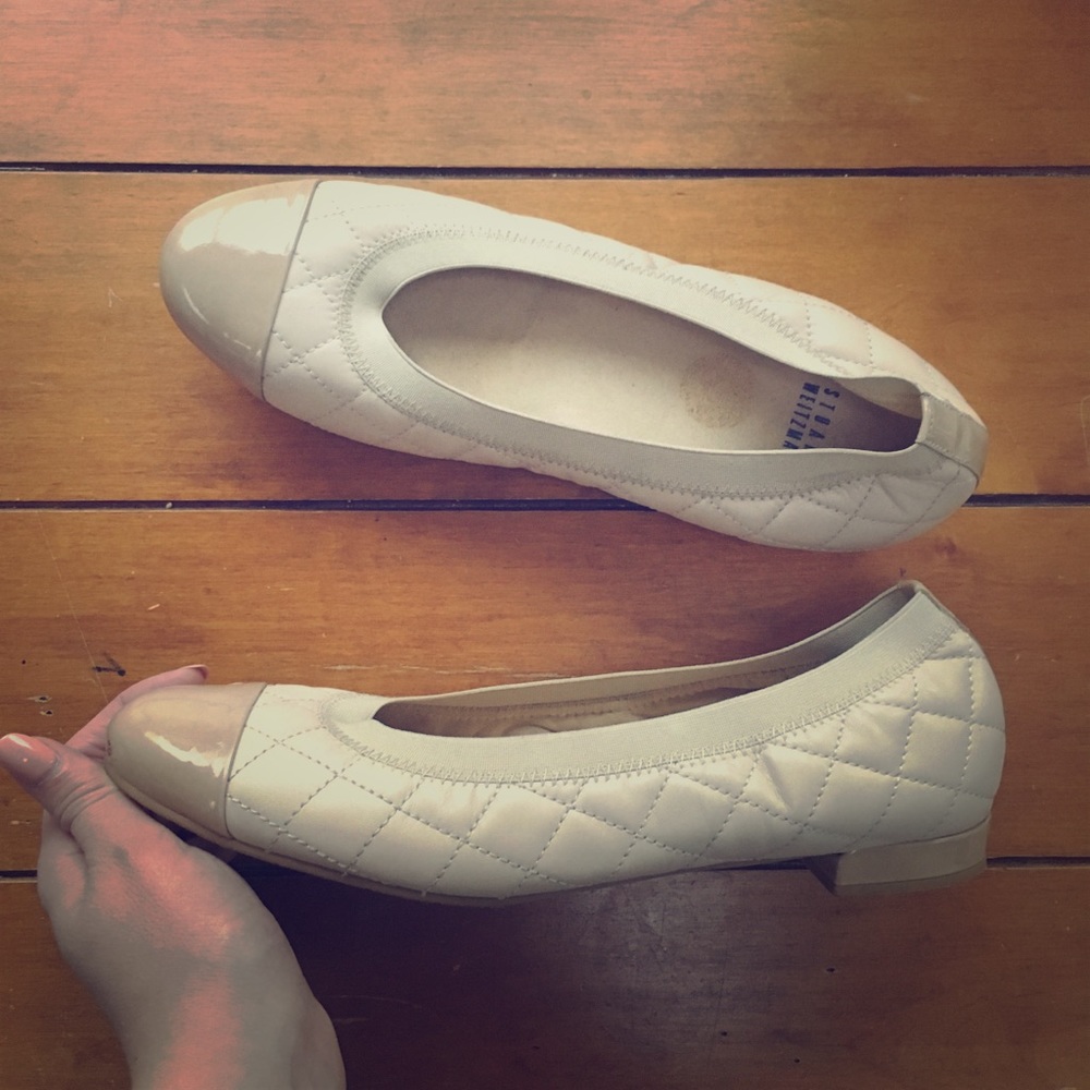 Stuart Weitzman Nude Captoe Patent Leather Flats